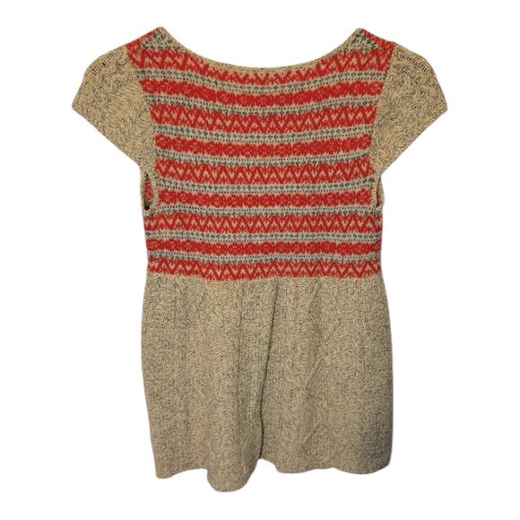 Free People fisherman knit cap sleeve babydoll fair isle wool sweater top. XS - Picture 2 of 6